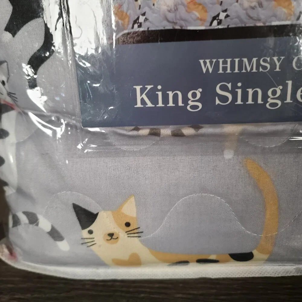 New in Bag Ashley Cooper Home Collection Whimsy Cats King Single Quilt